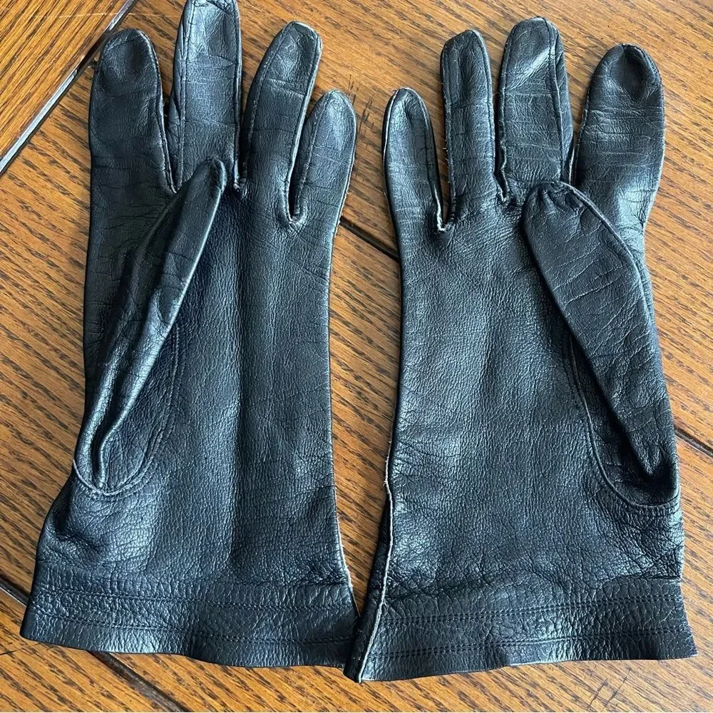 Vintage Black Leather Gloves Ireland Kidtext 6 1/2 John A Brown Isabel Design